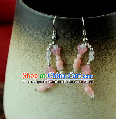 Chinese Traditional Jewelry Accessories Ancient Hanfu Pink Earrings for Women
