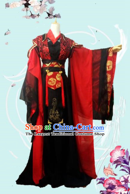 Chinese Traditional Cosplay Swordsman Costumes Ancient Royal Highness Embroidered Clothing for Men