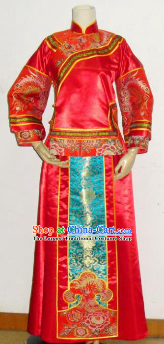 Chinese Traditional Red Xiuhe Suit Wedding Dresses Ancient Bride Embroidered Costumes for Women