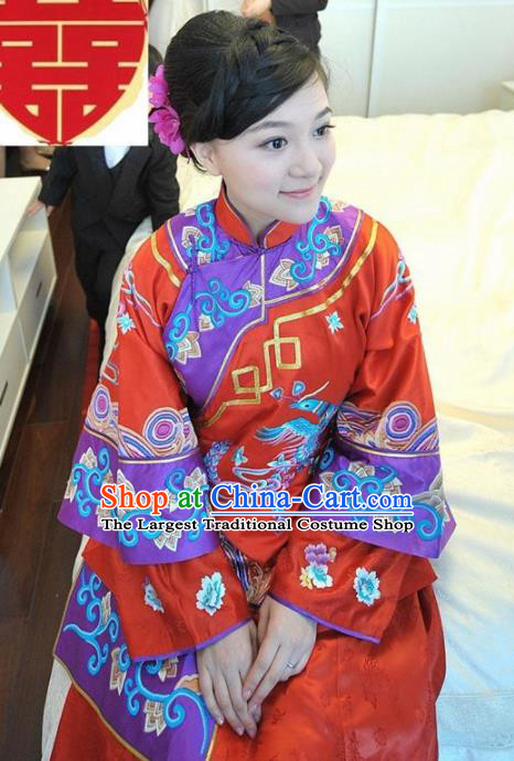 Chinese Traditional Bride Xiuhe Suit Ancient Embroidered Wedding Costumes for Women