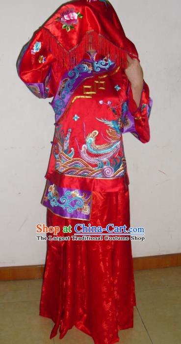 Chinese Traditional Bride Red Silk Xiuhe Suit Ancient Embroidered Wedding Costumes for Women