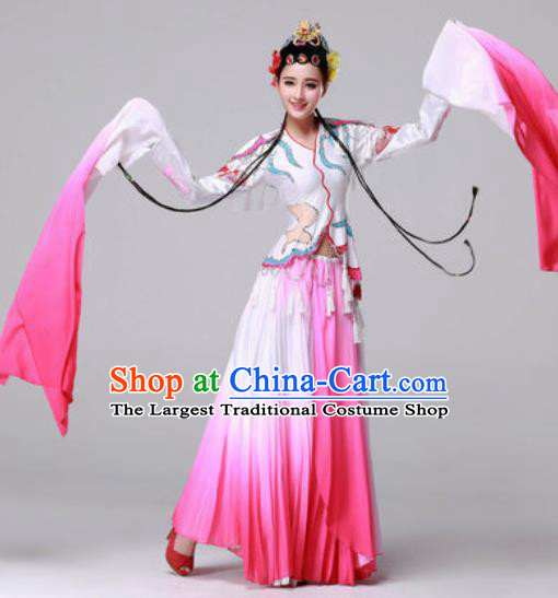 Traditional Chinese Yangko Dance Classical Dance Fan Dance Pink Costume for Women