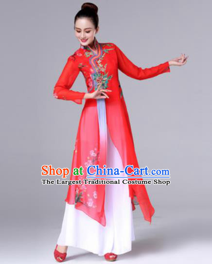 Traditional Chinese Classical Dance Red Dress Stage Performance Folk Dance Costume for Women