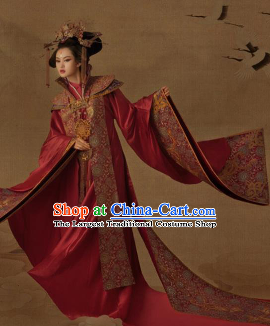 Chinese Ancient Tang Dynasty Palace Wedding Hanfu Dress Traditional Drama Empress Embroidered Costumes for Women