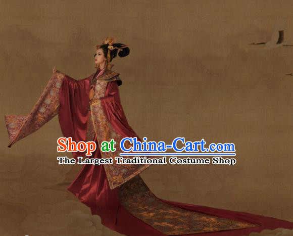 Chinese Ancient Palace Lady Hanfu Han Dynasty Imperial Concubine Queen Embroidered Historical Costumes