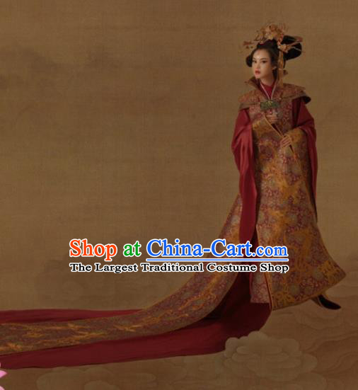 Chinese Ancient Palace Lady Hanfu Han Dynasty Imperial Concubine Queen Embroidered Historical Costumes