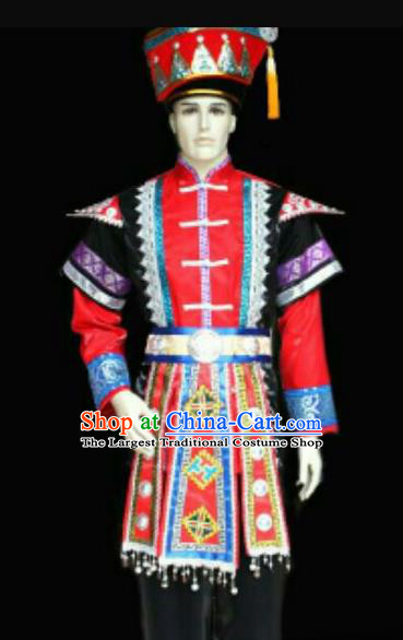 Chinese Traditional Miao Nationality Costumes Hmong Ethnic Clothing and Hat for Men