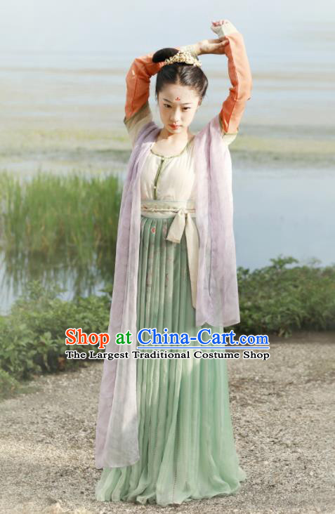 Chinese Tang Dynasty Court Maids Replica Costumes Traditional Ancient Flying Peri Goddess Hanfu Dress for Women