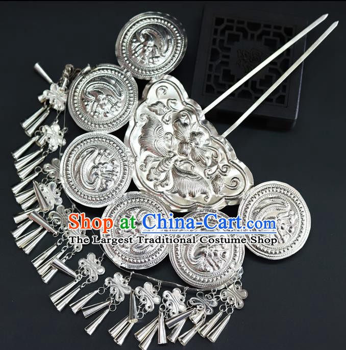 Chinese Traditional Miao Nationality Hair Accessories Sliver Hairpins for Women