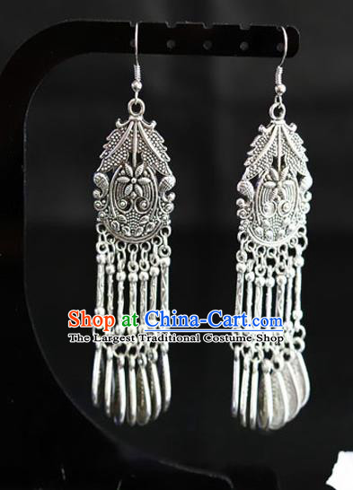 Chinese Traditional Miao Nationality Accessories Wedding Sliver Earrings for Women