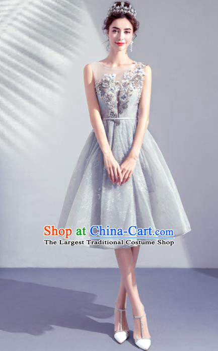 Top Grade Handmade Catwalks Costumes Grey Full Dress for Women