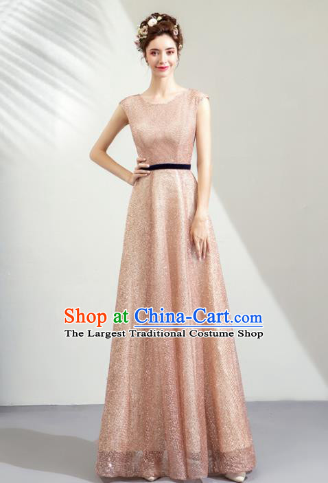 Top Grade Handmade Catwalks Costumes Compere Champagne Formal Dress for Women
