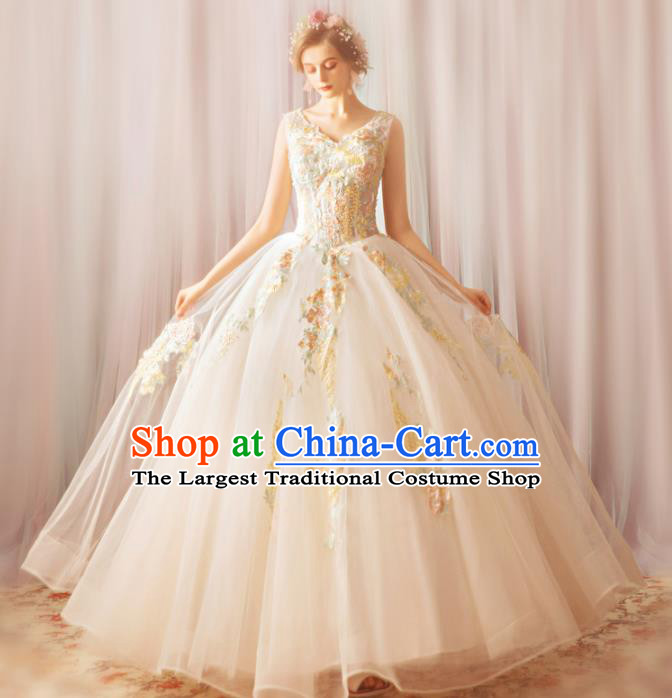 Top Grade Princess Fancy Wedding Dress Handmade Veil Wedding Gown for Women