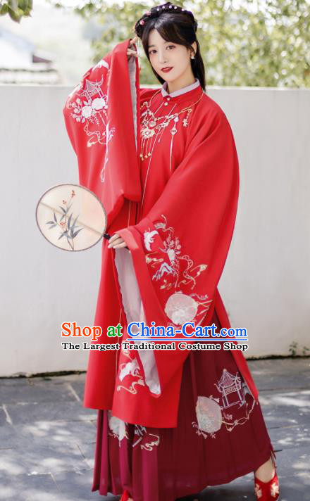 Traditional Chinese Ming Dynasty Wedding Clothing Ancient Nobility Lady Embroidered Costumes for Women
