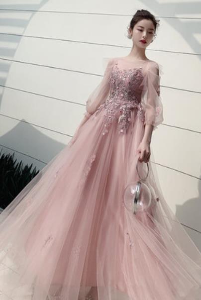 Top Grade Pink Veil Evening Dress Compere Costume Handmade Catwalks Angel Full Dress for Women