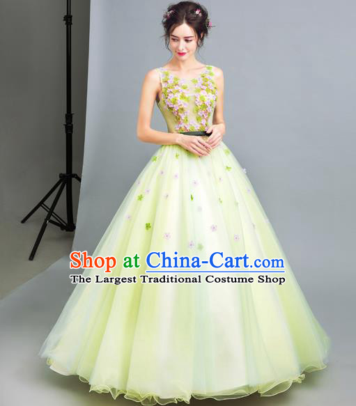 Handmade Bride Green Wedding Dress Princess Costume Flowers Fairy Fancy Wedding Gown for Women