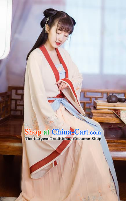 Chinese Ancient Nobility Lady Costumes Tang Dynasty Princess Embroidered Dress for Women
