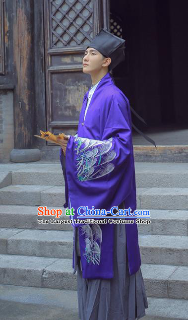 Chinese Ancient Scholar Costumes Ming Dynasty Nobility Childe Embroidered Clothing for Men