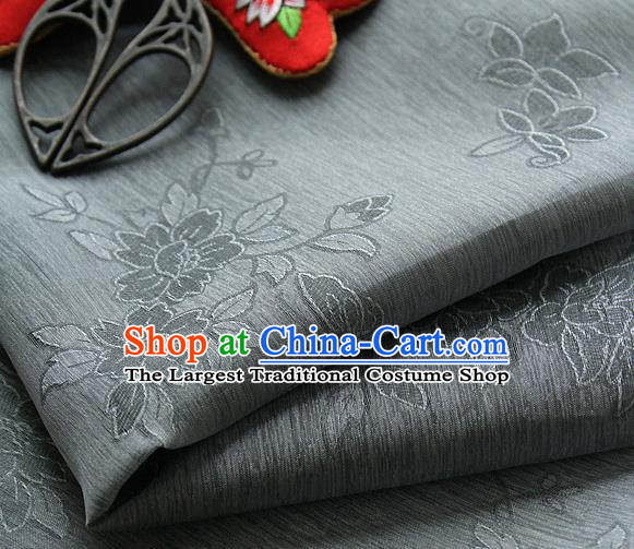 Asian Korean Traditional Grey Tajung Fabric Classical Pattern Thin Tough Silk Fabric Hanbok Silk Material