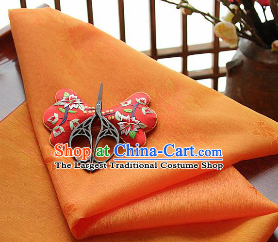 Asian Korean Traditional Orange Tajung Fabric Classical Pattern Thin Tough Silk Fabric Hanbok Silk Material