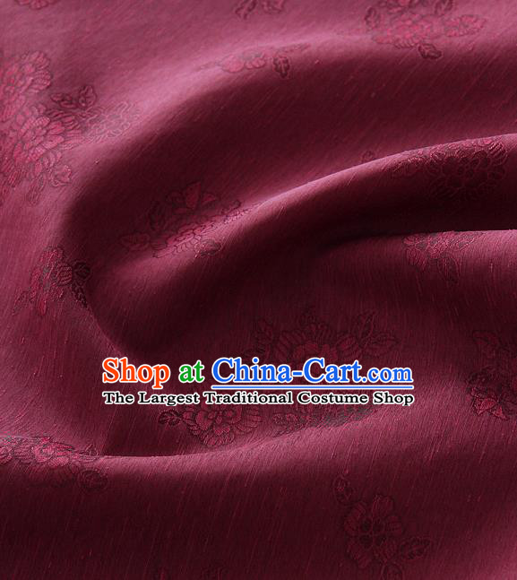 Asian Korean Traditional Purplish Red Tough Silk Fabric Hanbok Silk Material