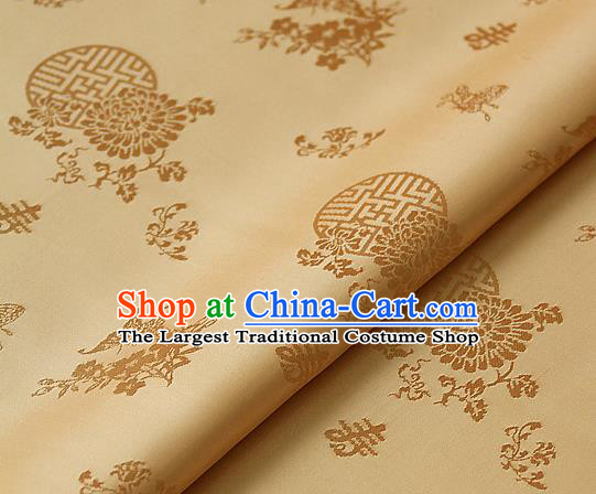 Asian Traditional Palace Drapery Korean Hanbok Royal Butterfly Pattern Golden Brocade Satin Fabric