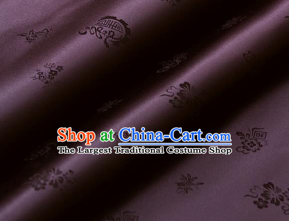 Asian Traditional Classical Wintersweet Pattern Amaranth Silk Drapery Korean Hanbok Palace Brocade Fabric