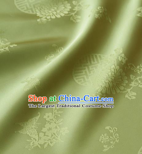 Asian Traditional Palace Drapery Korean Hanbok Royal Butterfly Pattern Green Brocade Satin Fabric