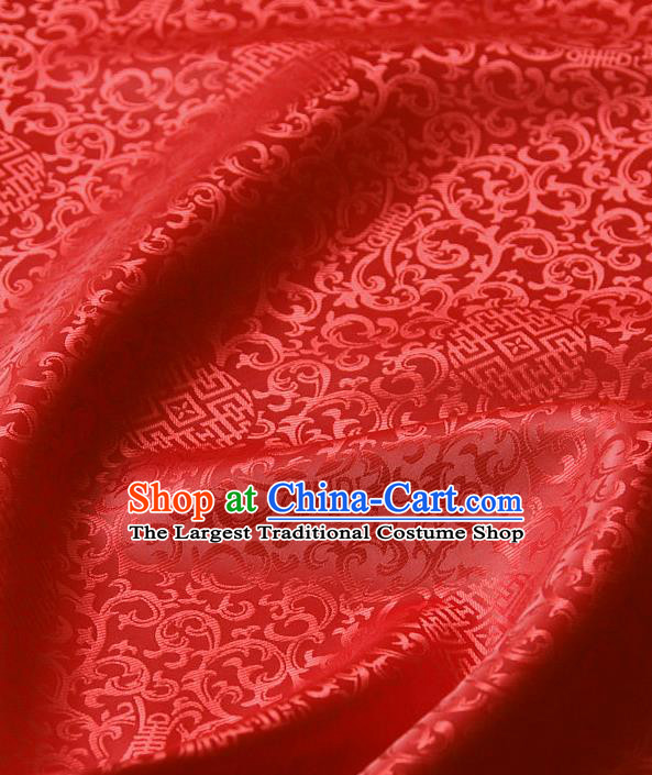 Asian Chinese Traditional Palace Drapery Chinese Royal Pattern Red Brocade Satin Fabric Tang Suit Silk Fabric Material