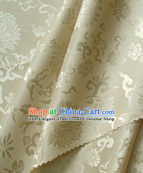 Asian Korean Traditional Palace Drapery Royal Pattern Golden Brocade Satin Fabric Silk Fabric Material