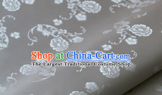 Asian Korean Ancient Costume Grey Brocade Traditional Palace Pattern Satin Fabric Silk Fabric Material