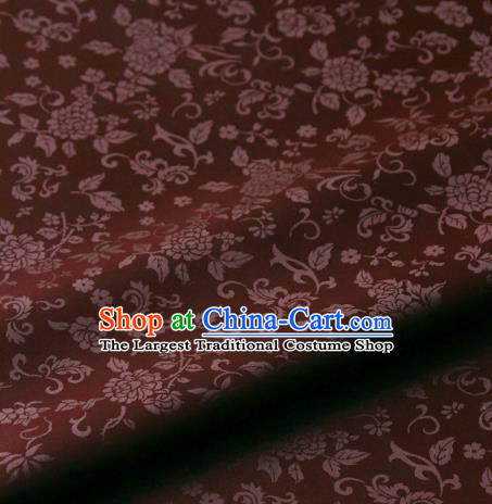 Asian Korean Ancient Costume Rust Red Brocade Traditional Palace Pattern Satin Fabric Silk Fabric Material