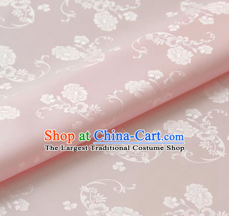 Asian Korean Classical Pink Brocade Traditional Palace Peony Pattern Satin Fabric Silk Fabric Material