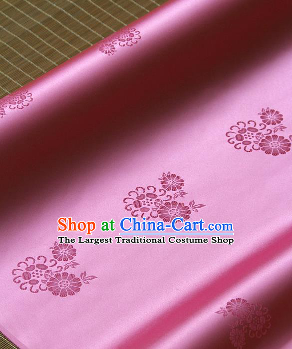 Asian Traditional Pink Satin Classical Pattern Drapery Korean Hanbok Palace Brocade Silk Fabric