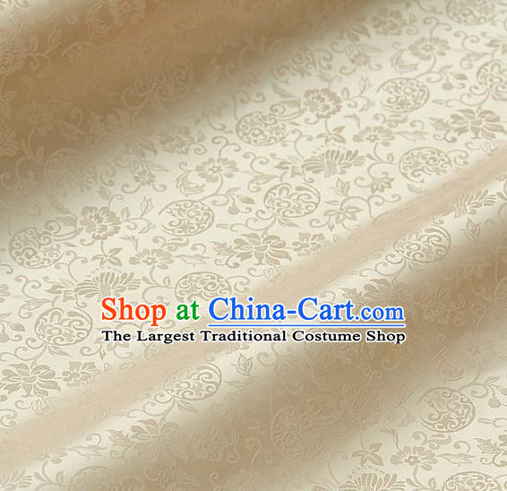 Traditional Asian Golden Satin Classical Pattern Drapery Korean Hanbok Palace Brocade Silk Fabric