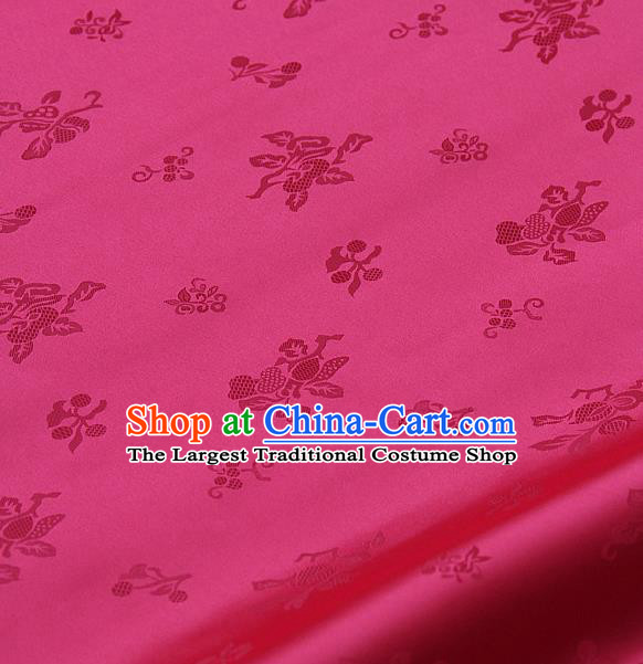 Traditional Asian Rosy Satin Classical Pattern Drapery Korean Hanbok Palace Brocade Silk Fabric