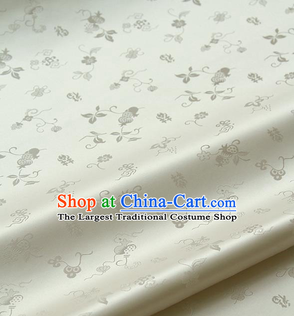 Traditional Asian Beige Brocade Classical Cucurbit Pattern Drapery Korean Hanbok Palace Satin Silk Fabric