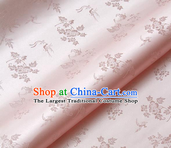 Traditional Asian Classical Grape Pattern Pink Brocade Drapery Korean Hanbok Palace Satin Silk Fabric
