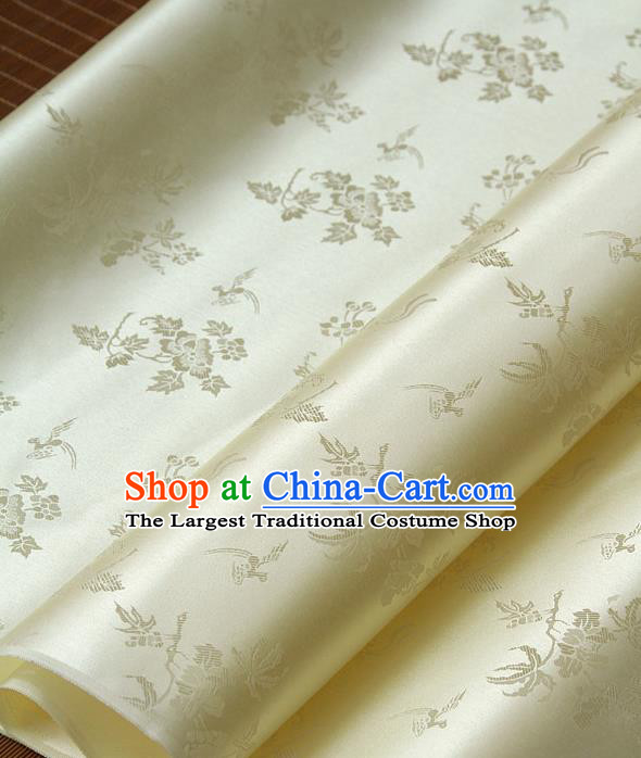 Traditional Asian Classical Grape Pattern Yellow Brocade Drapery Korean Hanbok Palace Satin Silk Fabric
