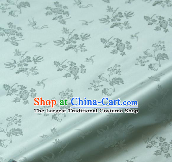 Traditional Asian Classical Grape Pattern Light Green Brocade Drapery Korean Hanbok Palace Satin Silk Fabric