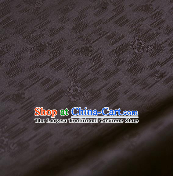 Traditional Asian Classical Roses Pattern Brown Brocade Drapery Korean Hanbok Palace Satin Silk Fabric