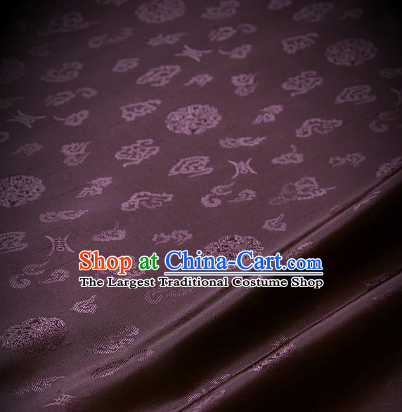Traditional Asian Rufous Brocade Drapery Korean Hanbok Palace Satin Silk Fabric