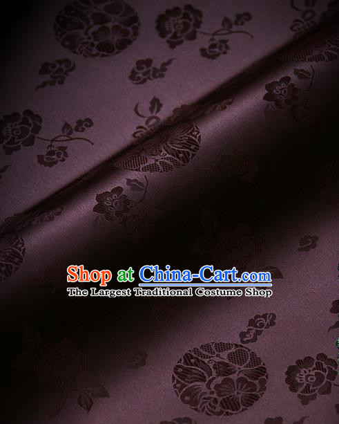 Traditional Asian Cloth Drapery Brown Brocade Korean Hanbok Palace Satin Silk Fabric