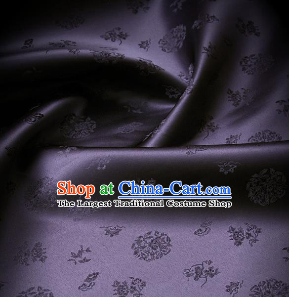 Traditional Asian Cloth Drapery Dark Purple Brocade Korean Hanbok Palace Satin Silk Fabric