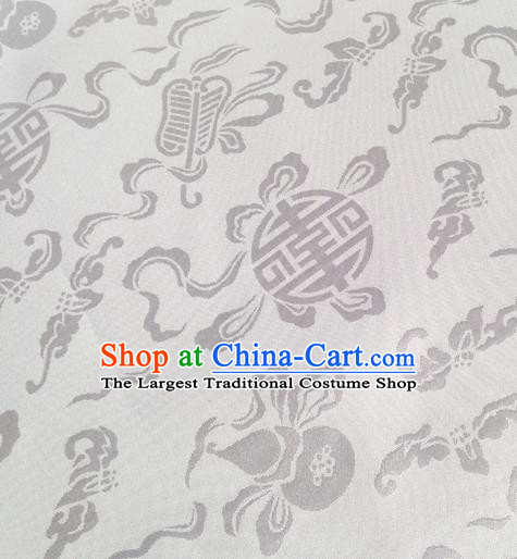 Chinese Traditional White Brocade Fabric Tang Suit Classical Calabash Pattern Design Silk Material Satin Drapery