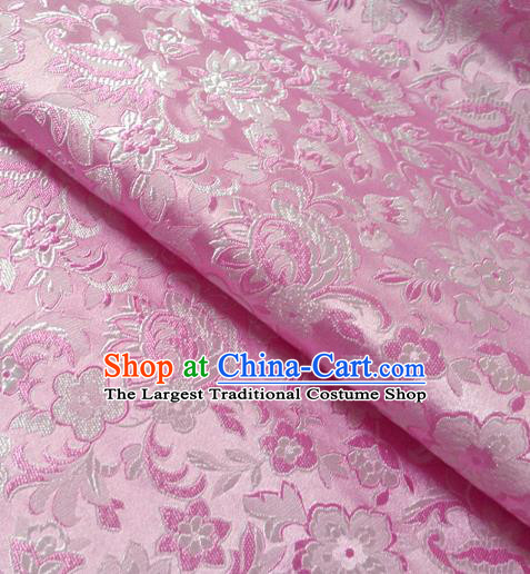 Chinese Traditional Pink Brocade Fabric Tang Suit Classical Pattern Design Silk Material Satin Drapery