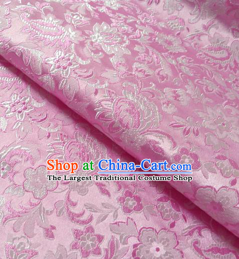 Chinese Traditional Pink Brocade Fabric Tang Suit Classical Pattern Design Silk Material Satin Drapery