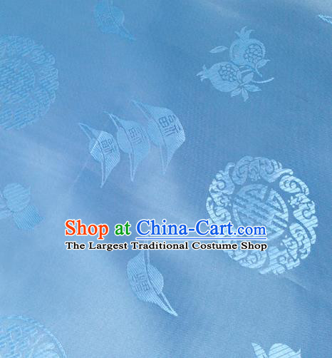 Chinese Traditional Blue Brocade Fabric Tang Suit Classical Ingot Pattern Design Silk Material Satin Drapery