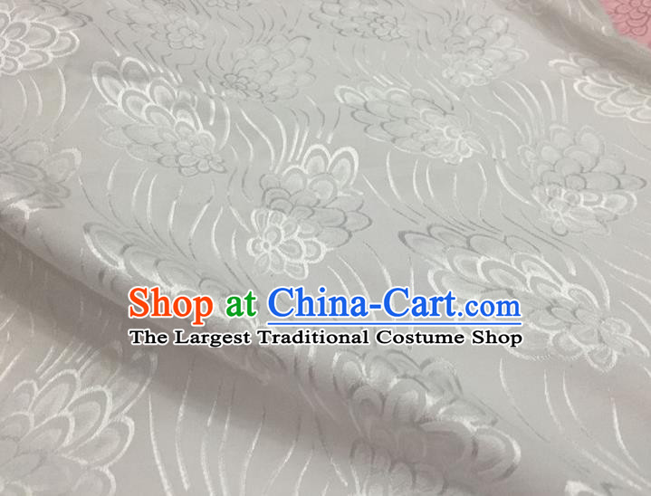 Chinese Traditional Apparel Fabric White Brocade Classical Pattern Design Silk Material Satin Drapery