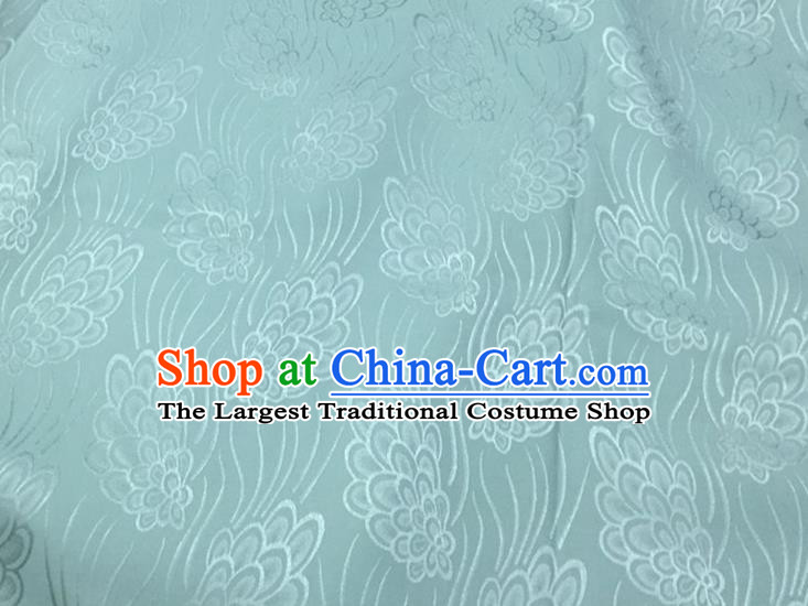 Chinese Traditional Apparel Fabric Green Brocade Classical Pattern Design Silk Material Satin Drapery
